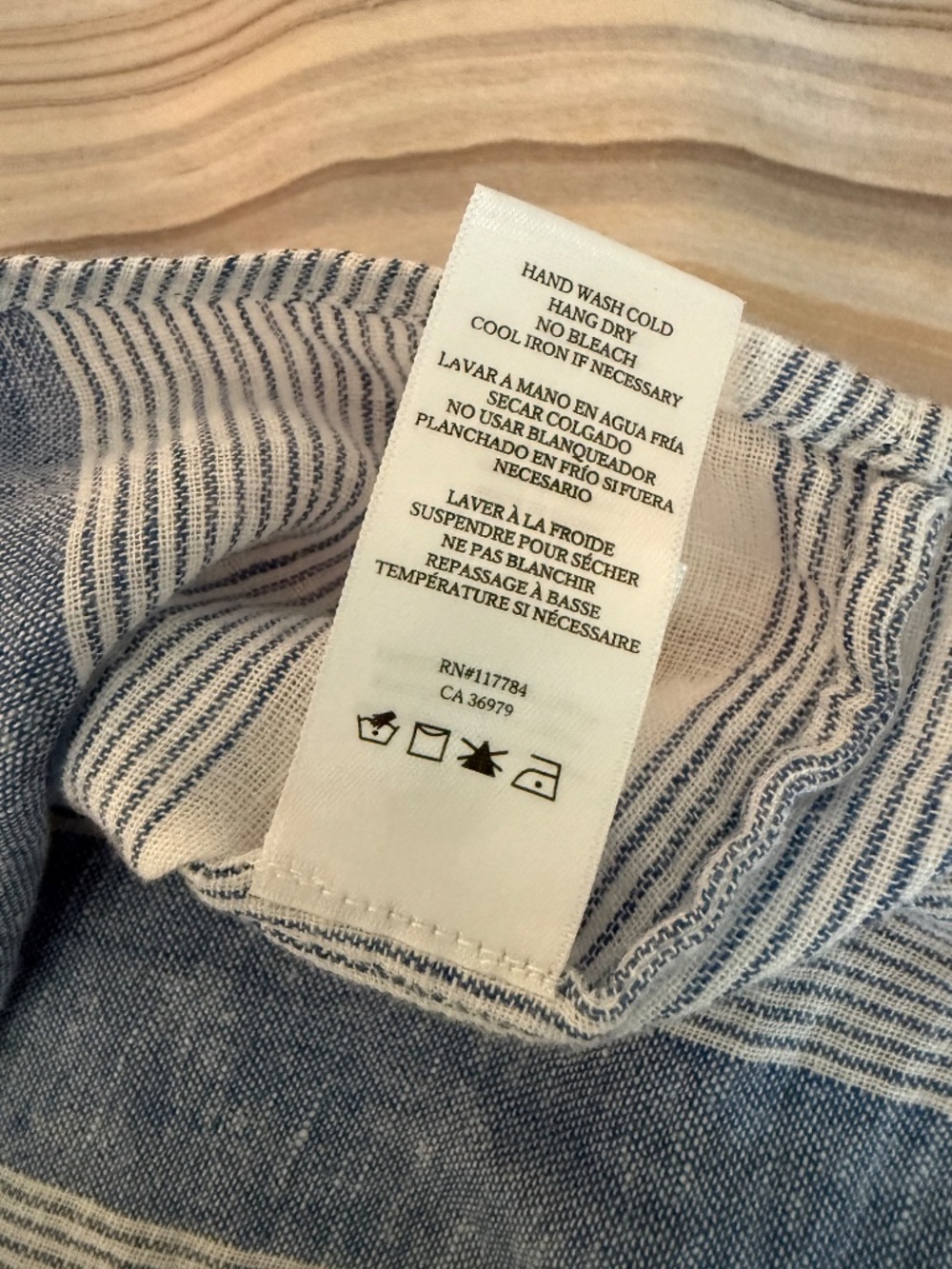 Rails Thea Striped Tie Front Top Linen Blend Blue Nevis Stripe Print Size XS - Picture 10 of 14